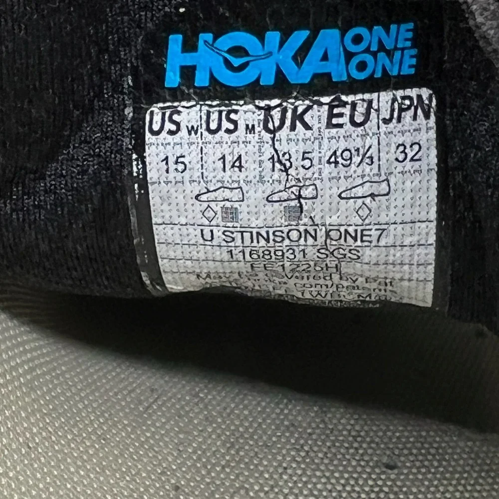 Hoka One One Stinson 7 Men's Size 14 Stellar Grey Eggshell Shoes 1168931 SGS